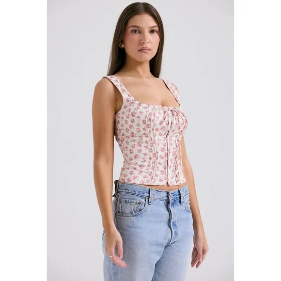 NEW House of CB Chicca Rosebud Print Top Medium - Picture 7 of 15